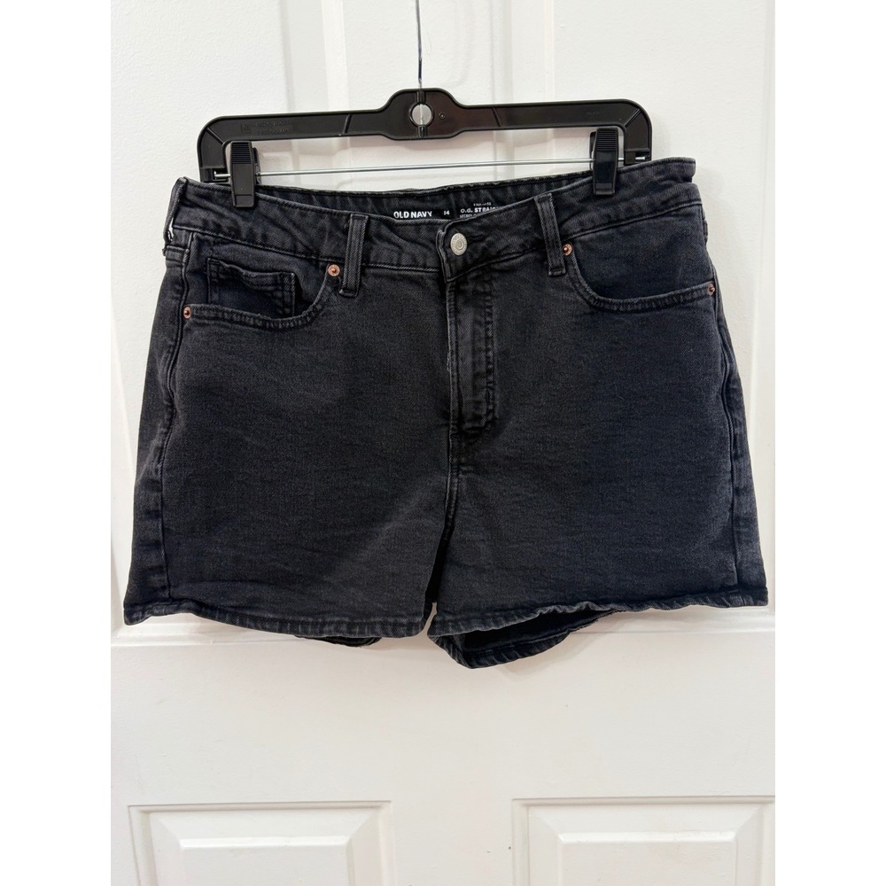 Old Navy | O.G. Straight High-Rise Denim Shorts | 14 || Black|